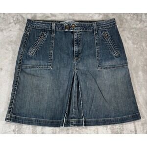 Gap‎ Jeans Denim Skirt Womens 14 Blue Excellent Zip Pocket Pleat Mini Skirt